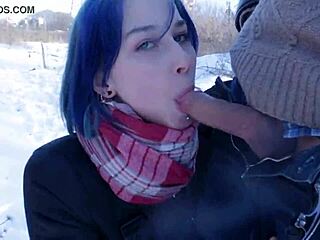 Real amateur teen gives a hot outdoor blowjob