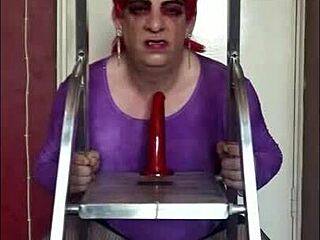 Bisexual Crossdresser Begs for Real Man's Cock in Garage Deepthroat Session with Dildo Riding