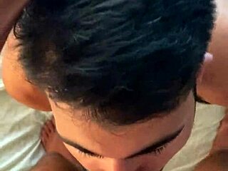 Deepthroating hairy Grindr guy with monster cock.