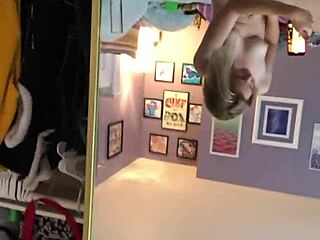 Cute petite teen masturbates at home