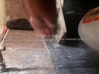 Washing alondra's underwear in the laundry room