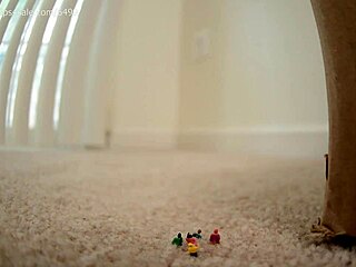 Big blonde in pantyhose needs help with heavy lifting after the movers left