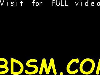 Shocking brunette babe explores naughty vagina with toys and blowjob in bdsm slave fetish