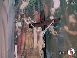 Church Man Strokes Cock in Cathedral Uniform