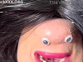 a small mouth takes on a big cock in a comic pov scene with swallowing and roughness.