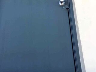 Mature amateur jacking off at the door