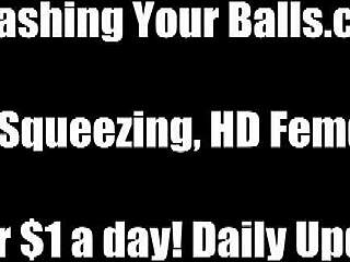 You don't need your balls anyway, so the femdom babe punishes you with ball kicking in this POV BDSM scene.