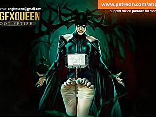 Watch Hela dominate the slave with wrinkled feet and toes. She gives a tickling footjob in femdom style.