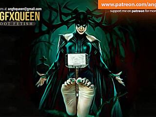 Watch Hela dominate the slave with wrinkled feet and toes. She gives a tickling footjob in femdom style.