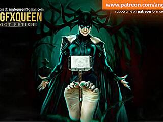 Watch Hela dominate the slave with wrinkled feet and toes. She gives a tickling footjob in femdom style.