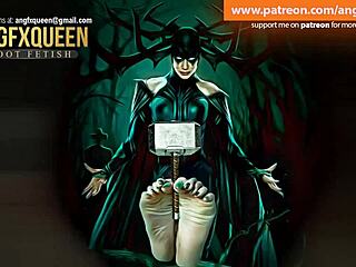 Watch Hela dominate the slave with wrinkled feet and toes. She gives a tickling footjob in femdom style.