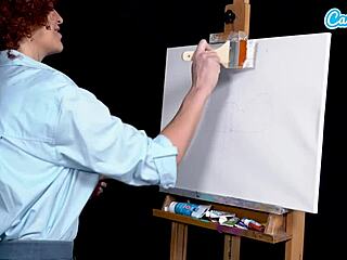 big tits milf ryan keely cosplays as bob ross and gets horny during painting tutorial 😏