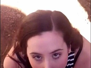 i'm watchin this real amateur teen 18+ givin a blowjob outside, it's so hot and messy