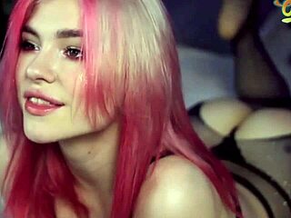 Cute Babe in Lingerie Deepthroats Dildo.