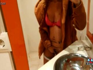 horny blonde in public bathroom hunting for sex