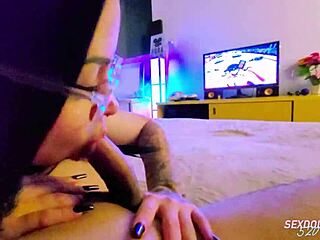 Intense blowjob from horny stepsister with mouth cumshot POV