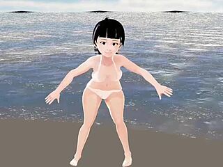 Honda Cocoa anime lány bemutatkozik fehér bikiniben