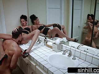 Raven Bay shares intense bathroom moment with lover.