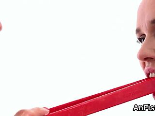 Hot lesbian stunners fist pink slits and assholes passionately