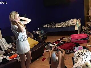 why is that petite teen on the floor with her thong upskirt?