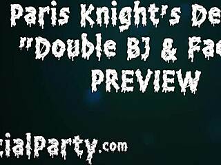 paris knight handles two cocks in a wild double facial scene