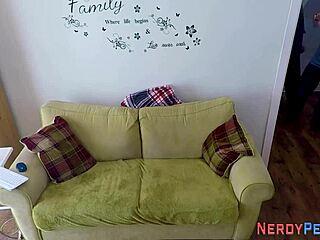 Amateur European nerd enjoys a steamy titty fuck session