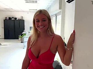 Blonde beauty alice wild seduces french guys on the beach