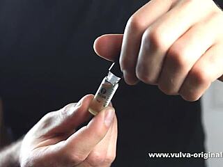 Enjoying the taste of her sweet juice.