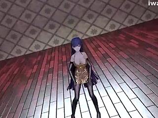 raiden mei wiggles in sexy stockings and garter belt 😏