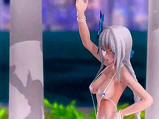 unknown girl in micro bikini strikes a kawaii pose, teasing with her curves