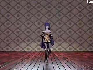 raiden mei wiggles in sexy stockings and garter belt 😏