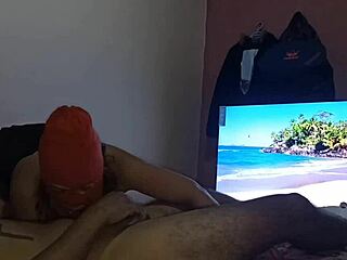 Masked Colombian Prostitute Enters Room and Sucks Cock Intensely for Orgasm