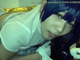 Japanese idol cosplayer gets creampied in hot doggystyle.