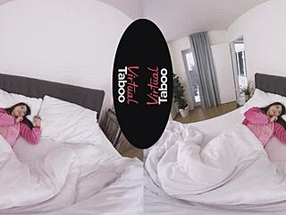 virtual taboo game with asian brunette in pajamas exploring solo adventures