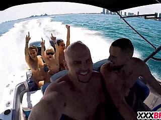 Teens on boats get wild with each other