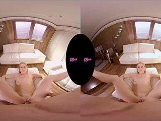 Watch Diane Chrystall reveal her tight teen pussy in VR sex?