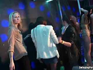 Μουσκεμένες λεσβίες πάρτι δαχτυλίζουν σκληρά σε όργια νυχτερινού κλαμπ