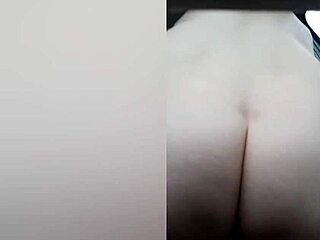 Sletterige vrouw gebogen voor romige doggy-actie