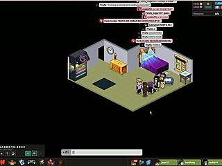 in the habbo hotel, guys are having a wild gay orgy with lots of sucking and fucking