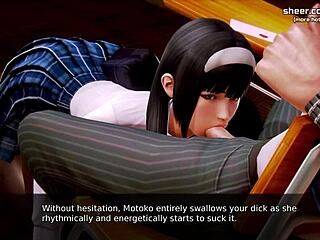 Wow! Rondborstige Japanse tiener zuigt aan enorme lul!