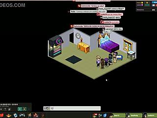 in the habbo hotel, guys are having a wild gay orgy with lots of sucking and fucking