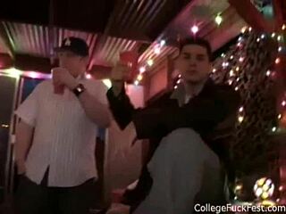 Amateur teen slut at the party masturbates her shaved petite body.