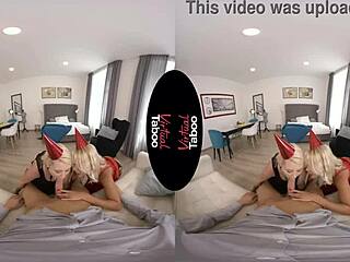 Virtual taboo anal joy for a birthday boy with blonde handjob and pov assfucking