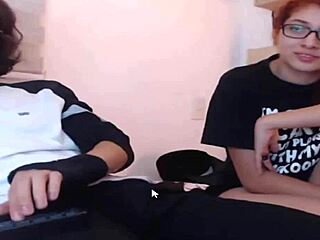 Young nerd pleasures girlfriend orally on web chat