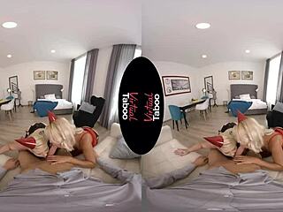 Virtual taboo anal joy for a birthday boy with blonde handjob and pov assfucking