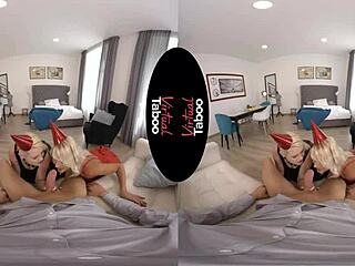 Virtual taboo anal joy for a birthday boy with blonde handjob and pov assfucking