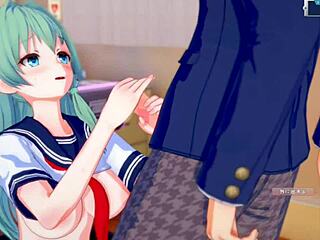 Тру большие сиськи Санаэ в этой хентай игре