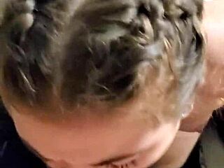 Hot Brunette With Pigtails Gives Blowjob In Rv