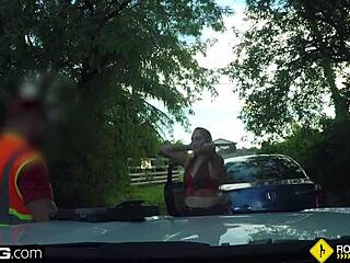 roadside, the cheating girlfriend sucks off the mechanic outdoors in this pov scene.