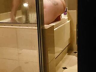 Thief catches wife riding dildo in shower